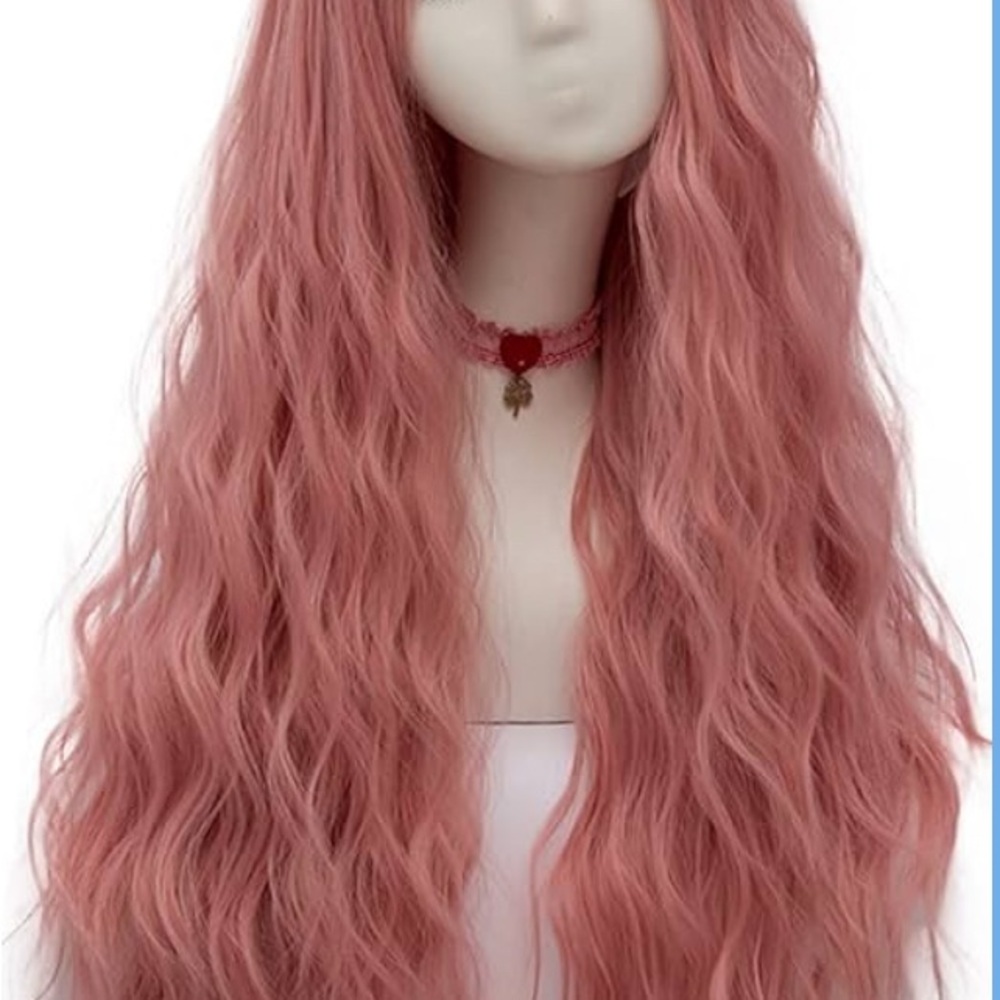 NEW Pink Wavy Long Hair Wig 27inch